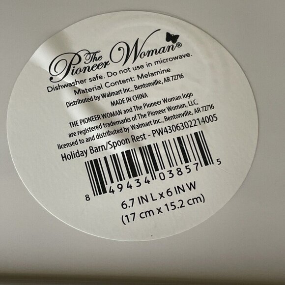 Pioneer Woman Holiday Barn Spoon Rest 6.7 In x 6 In Melamine Decorative - Picture 4 of 4